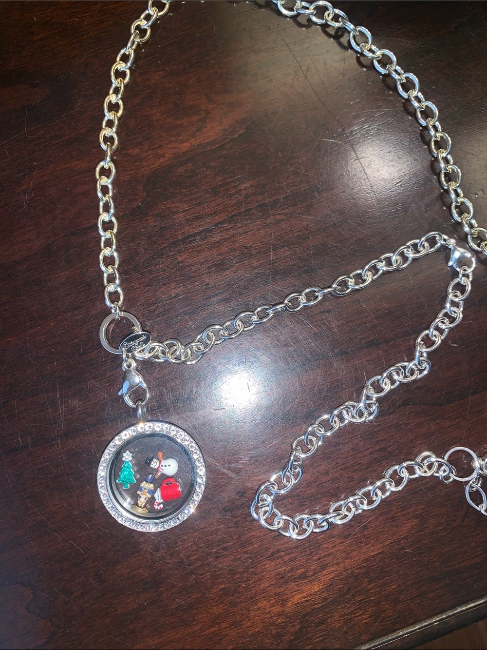 Origami Owl Silver-tone Holiday Locket Necklace with removable Charms